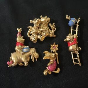 Bundle of 4 vintage Disney Winnie the Pooh brooches